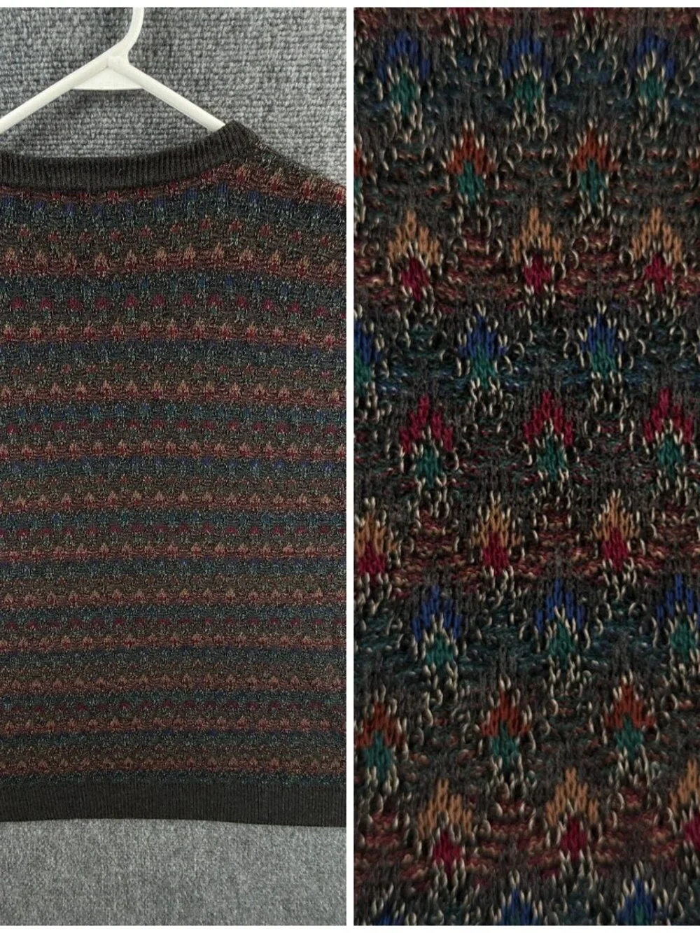 Tricots St Raphael XL Colorful Knit Geometric Art Pullover USA Coogi Style Adult
